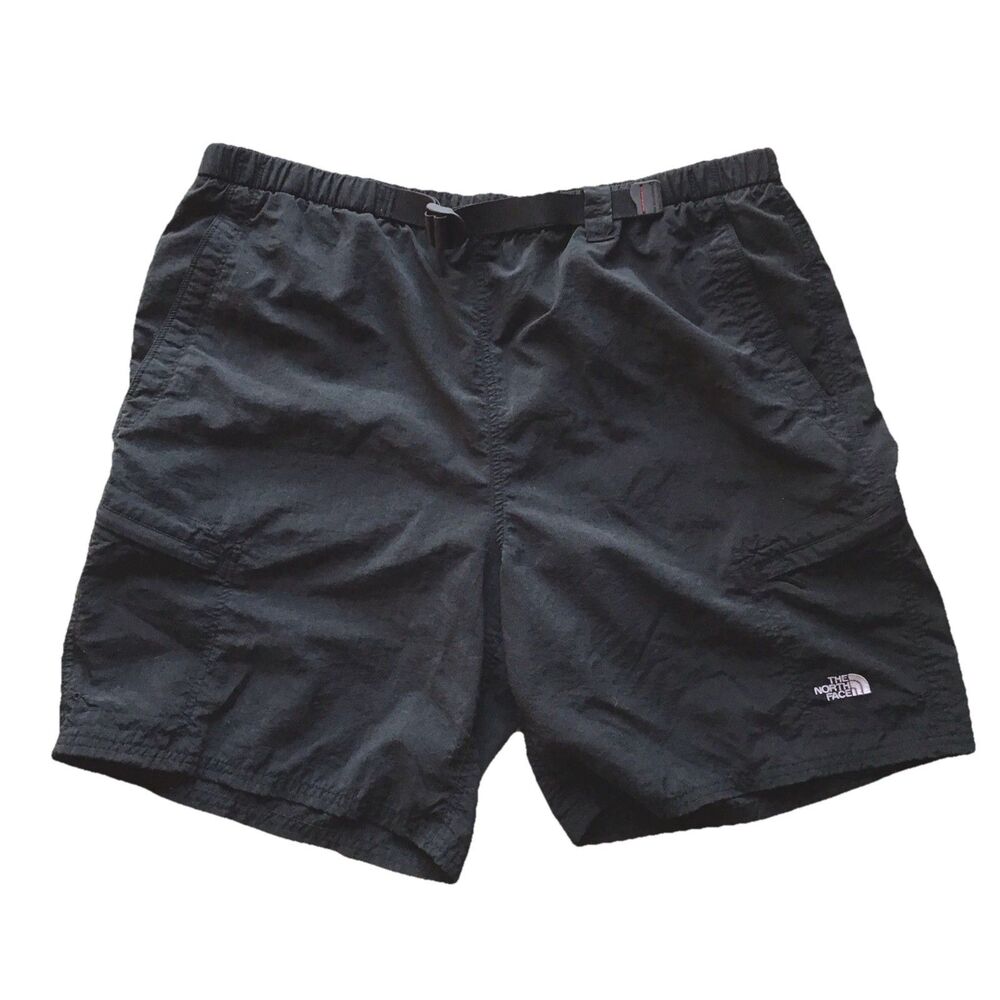 The North Face Cargo Shorts Mens XLarge Black Nylon Lined 9" Belted Hike Outdoor